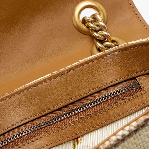 Gucci Raffia Snakeskin GG Marmont Small Flap Bag - Picture 10 of 15